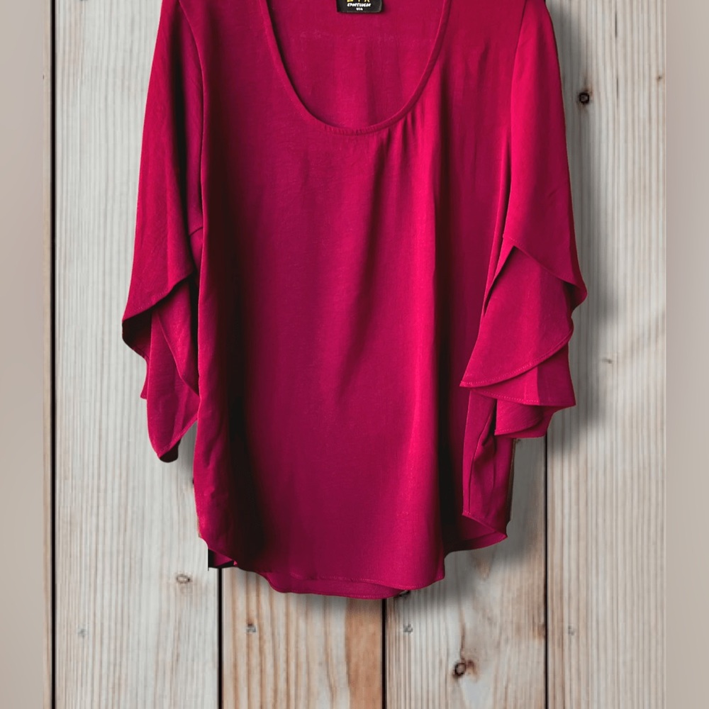 Crimson butterfly sleeve blouse